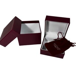Helzberg Diamonds Burgundy Jewelry Box and Velvet Pouch Set Replacement Gifting